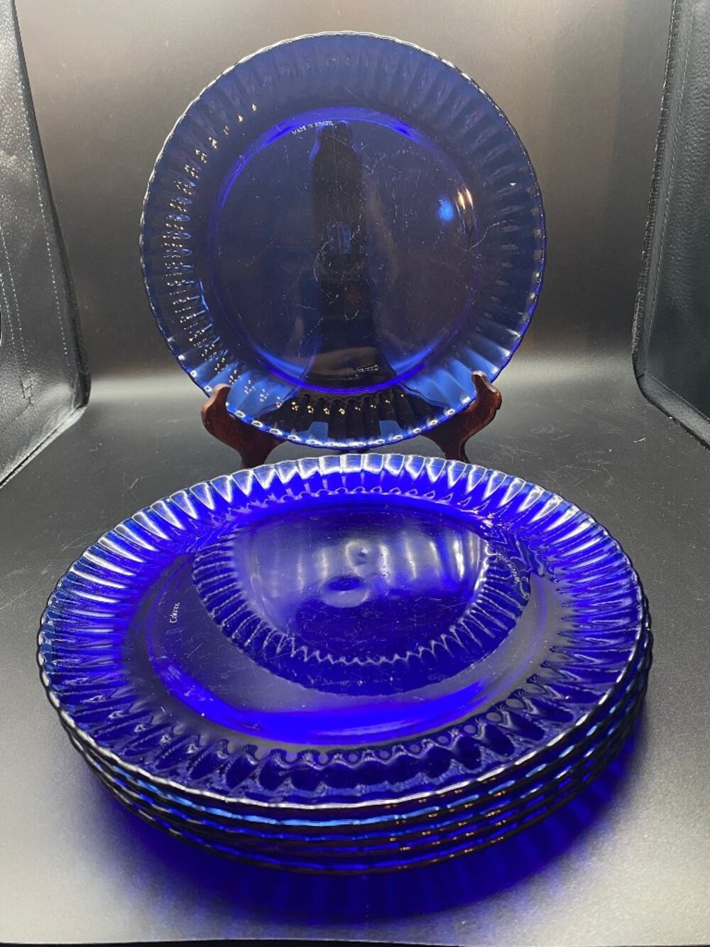 Cobalt Dinner Plates Fluted Edge